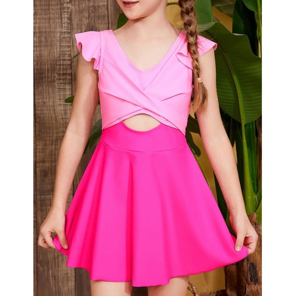 Girls One Piece Swimsuit Dress